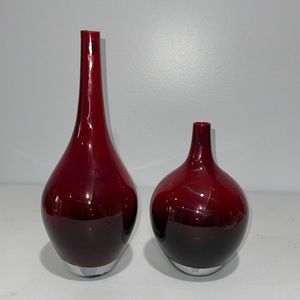 Ikea Ruby Red Modernist Johanna Jelinik Salong glass vases Set of 2